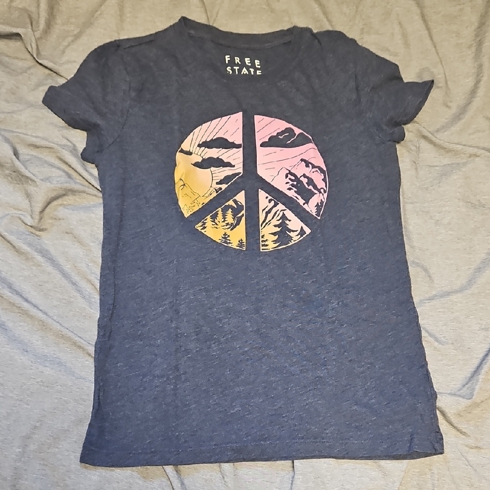 Free State Navy Tee with Peace Graphic